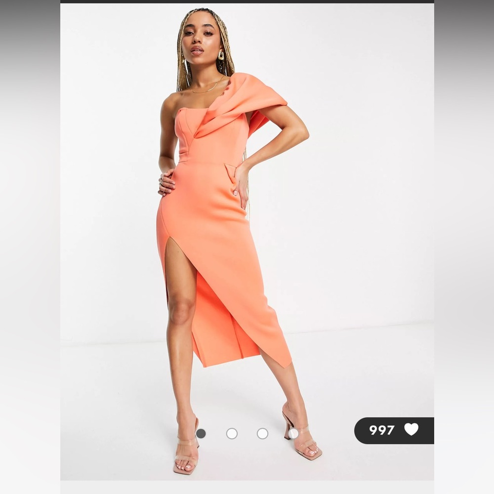 ASOS DESIGN Coral Midi Dress | Size US 2/UK 6